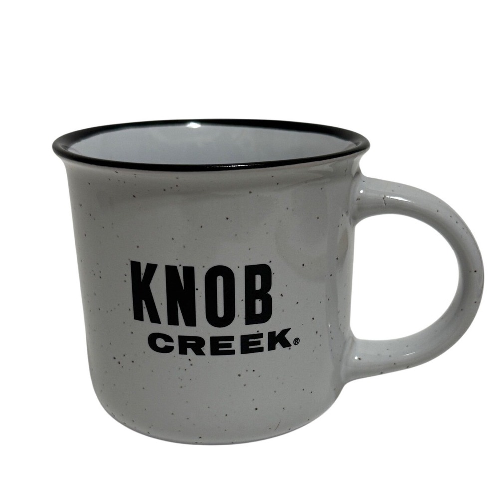 Knob Creek Speckled Campfire‎ Coffee Mug White Black Rim Ceramic Bourbon Whiskey